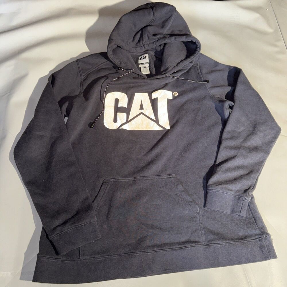 Womans Caterpillar CAT Hoodie WorkweaReflective Gray Pullover Graphic Sweatshirt